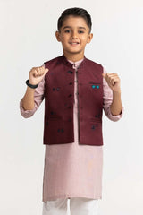 UAE -Maroon Embroidered Waist Coat KWC-PD23-009