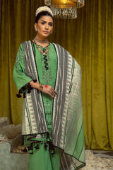 UAE -3PC Jacquard Unstitched Suit with Printed Leno Dupatta MJ-42004
