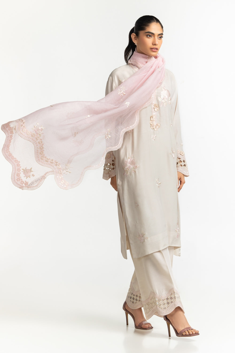 UAE-Poly Munar Embroidered Dupatta IPD-44645 | GulAhmed - uae ...