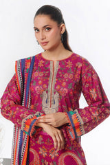 UAE-3 Piece Unstitched Printed Lawn Suit CLP-52077