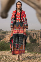 UAE-2 Piece Unstitched Printed Lawn Suit with Embroidered Bunches on Organza