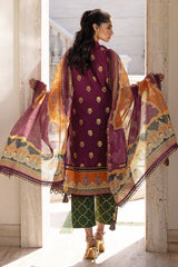 UAE -3 Piece Unstitched Embroidered Raw Silk Suit with Paper Cotton Jacquard Dupatta FE-52008