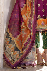 UAE -3 Piece Unstitched Embroidered Raw Silk Suit with Paper Cotton Jacquard Dupatta FE-52008