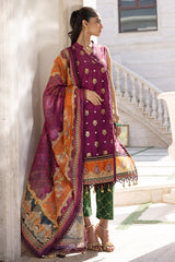 UAE -3 Piece Unstitched Embroidered Raw Silk Suit with Paper Cotton Jacquard Dupatta FE-52008