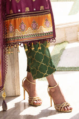 UAE -3 Piece Unstitched Embroidered Raw Silk Suit with Paper Cotton Jacquard Dupatta FE-52008