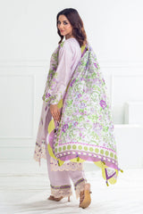 UAE -3 Piece Unstitched Embroidered Lawn Suit with Printed Tussar Silk Dupatta SP-52025