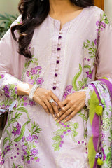 UAE -3 Piece Unstitched Embroidered Lawn Suit with Printed Tussar Silk Dupatta SP-52025