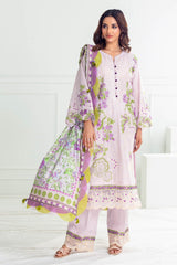 UAE -3 Piece Unstitched Embroidered Lawn Suit with Printed Tussar Silk Dupatta SP-52025