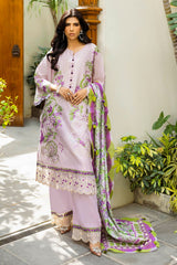 UAE -3 Piece Unstitched Embroidered Lawn Suit with Printed Tussar Silk Dupatta SP-52025