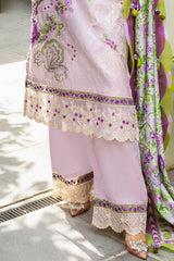 UAE -3 Piece Unstitched Embroidered Lawn Suit with Printed Tussar Silk Dupatta SP-52025