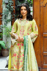 UAE -3 Piece Unstitched Embroidered Lawn Suit with Printed Tussar Silk Dupatta SP-52024