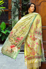 UAE -3 Piece Unstitched Embroidered Lawn Suit with Printed Tussar Silk Dupatta SP-52024