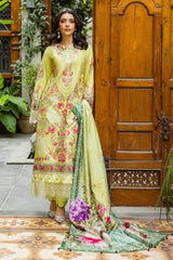 UAE -3 Piece Unstitched Embroidered Lawn Suit with Printed Tussar Silk Dupatta SP-52024