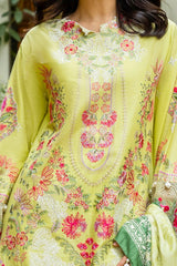 UAE -3 Piece Unstitched Embroidered Lawn Suit with Printed Tussar Silk Dupatta SP-52024