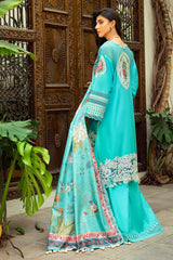 UAE -3 Piece Unstitched Embroidered Printed Lawn Suit with Printed Tussar Silk Dupatta SP-52045