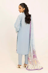 UAE -3 Piece Unstitched Embroidered Lawn Suit with Printed Tissue Silk Dupatta SSM-52002