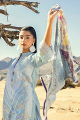 UAE -3 Piece Unstitched Embroidered Lawn Suit with Printed Tissue Silk Dupatta SSM-52002