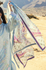 UAE -3 Piece Unstitched Embroidered Lawn Suit with Printed Tissue Silk Dupatta SSM-52002