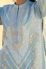UAE -3 Piece Unstitched Embroidered Lawn Suit with Printed Tissue Silk Dupatta SSM-52002