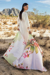 UAE -3 Piece Unstitched Embroidered Lawn Suit with Printed Tissue Silk Dupatta SSM-52005