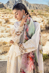 UAE -3 Piece Unstitched Embroidered Lawn Suit with Printed Tissue Silk Dupatta SSM-52005