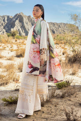 UAE -3 Piece Unstitched Embroidered Lawn Suit with Printed Tissue Silk Dupatta SSM-52005