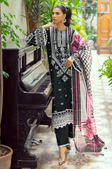 UAE -3 Piece Unstitched Lacquer Embroidered Lawn Suit with Zari Paper Cotton Dupatta SP-52043