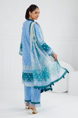 UAE -3 Piece Unstitched Embroidered Printed Lawn Suit with Paper Cotton Dupatta SP-52015