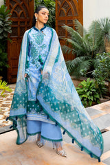 UAE -3 Piece Unstitched Embroidered Printed Lawn Suit with Paper Cotton Dupatta SP-52015