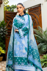 UAE -3 Piece Unstitched Embroidered Printed Lawn Suit with Paper Cotton Dupatta SP-52015