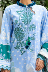 UAE -3 Piece Unstitched Embroidered Printed Lawn Suit with Paper Cotton Dupatta SP-52015