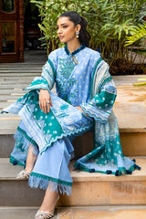 UAE -3 Piece Unstitched Embroidered Printed Lawn Suit with Paper Cotton Dupatta SP-52015