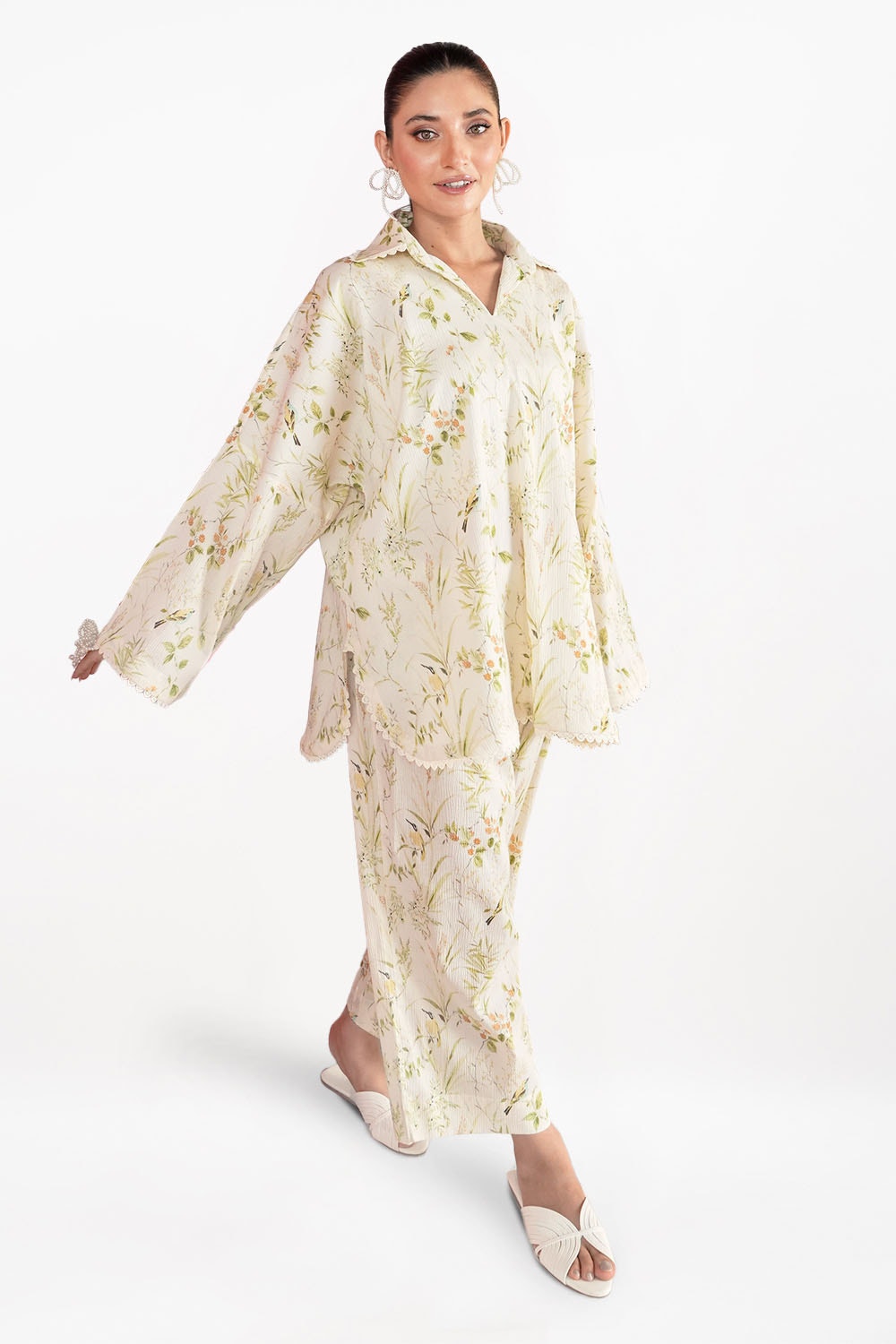 UAE-Ripple Crinkle Printed Co-Ord Set IUSTTS-855