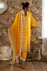 UAE -3 Piece Unstitched Embroidered Lawn Suit with Embroidered Chiffon Dupatta PM-52036