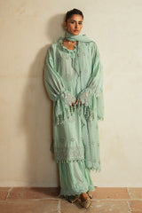 UAE -3 Piece Unstitched Embroidered Lawn Suit with Embroidered Chiffon Dupatta PM-52022