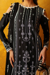 UAE -3 Piece Unstitched Embroidered Lawn Suit with Embroidered Chiffon Dupatta PM-52023