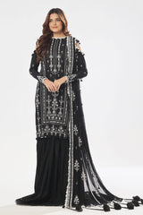 UAE -3 Piece Unstitched Embroidered Lawn Suit with Embroidered Chiffon Dupatta PM-52023