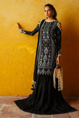 UAE -3 Piece Unstitched Embroidered Lawn Suit with Embroidered Chiffon Dupatta PM-52023