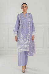 UAE -3 Piece Unstitched Embroidered Lawn Suit with Embroidered Chiffon Dupatta PM-52024
