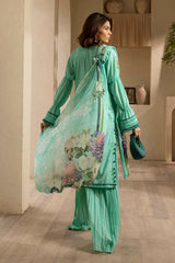 UAE -3 Piece Unstitched Embroidered Lawn Suit with Embroidered Printed Chiffon Dupatta BM-52015