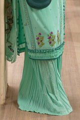 UAE -3 Piece Unstitched Embroidered Lawn Suit with Embroidered Printed Chiffon Dupatta BM-52015