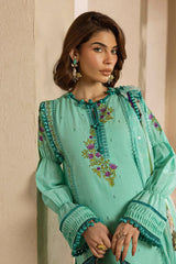 UAE -3 Piece Unstitched Embroidered Lawn Suit with Embroidered Printed Chiffon Dupatta BM-52015