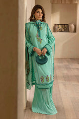 UAE -3 Piece Unstitched Embroidered Lawn Suit with Embroidered Printed Chiffon Dupatta BM-52015