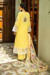 UAE -3 Piece Unstitched Embroidered Lawn Suit with Printed Tussar Silk Dupatta SP-52049