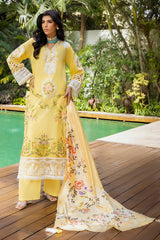 UAE -3 Piece Unstitched Embroidered Lawn Suit with Printed Tussar Silk Dupatta SP-52049
