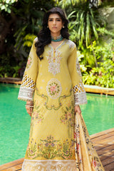 UAE -3 Piece Unstitched Embroidered Lawn Suit with Printed Tussar Silk Dupatta SP-52049