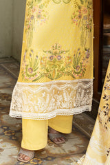 UAE -3 Piece Unstitched Embroidered Lawn Suit with Printed Tussar Silk Dupatta SP-52049