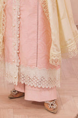 UAE -3 Piece Unstitched Embroidered Jacquard Suit with Burnout Raw Silk Dupatta FE-52078