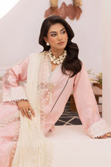 UAE -3 Piece Unstitched Embroidered Jacquard Suit with Burnout Raw Silk Dupatta FE-52078