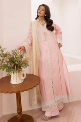 UAE -3 Piece Unstitched Embroidered Jacquard Suit with Burnout Raw Silk Dupatta FE-52078